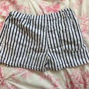 Zara Navy and White Striped Women's Shorts